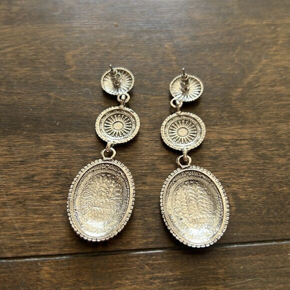 Vintage Bohemian Tripple Western Geometric Patchwork Alloy Earrings - Picture 8 of 8